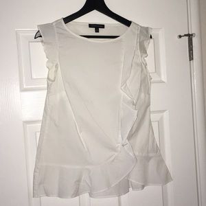 Banana Republic white ruffle blouse